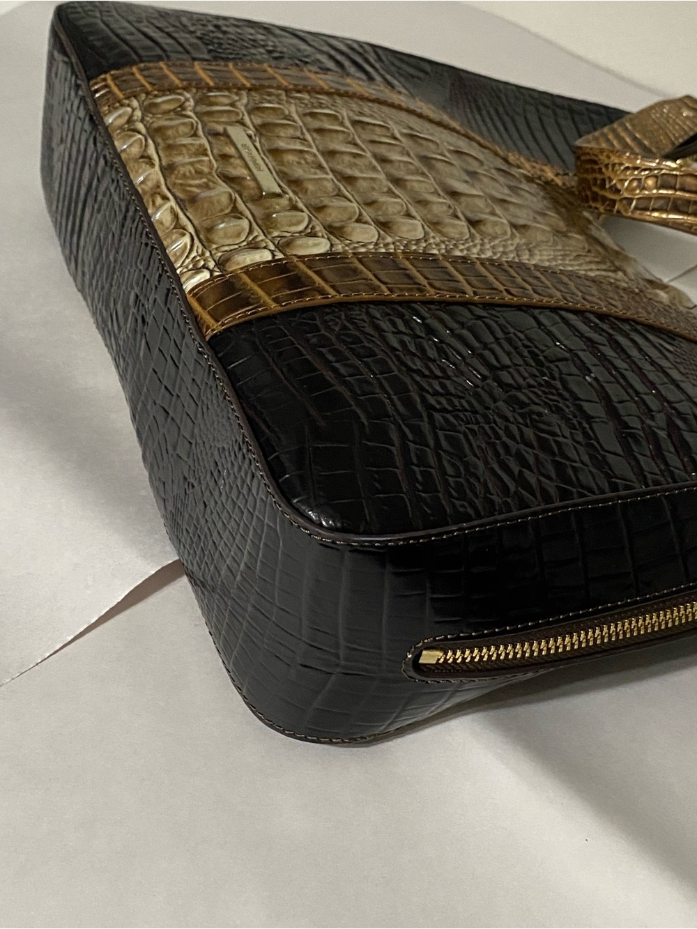 Brahmin Tabitha Tri-color Melbourne Leather Shoulder Bag Cocoa Conway - Picture 9 of 15